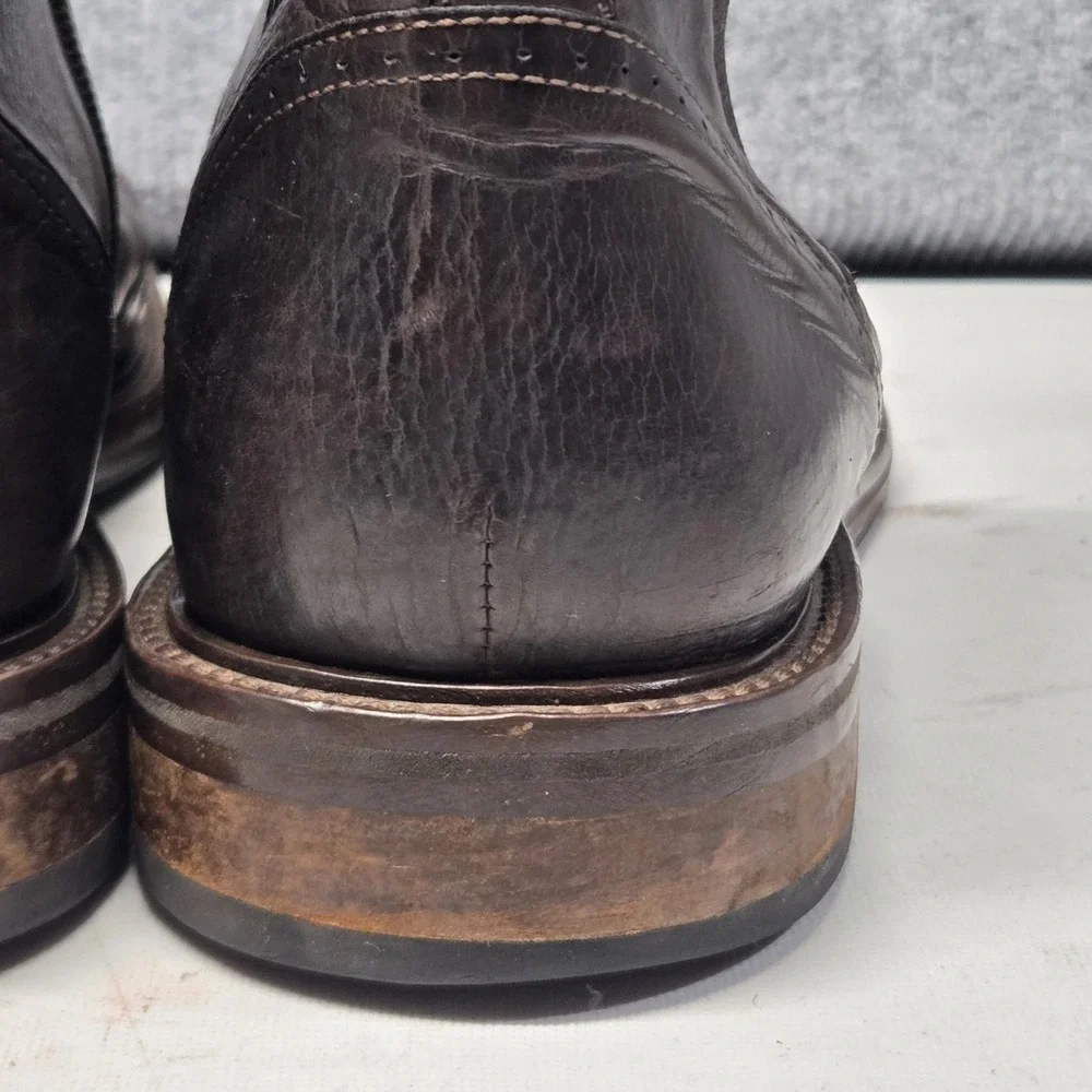 J&M Johnston & Murphy 1850 Collection Italy Brown Brogue Chelsea Side Zip Rare